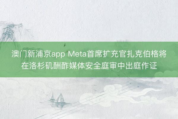 澳门新浦京app Meta首席扩充官扎克伯格将在洛杉矶酬酢媒体安全庭审中出庭作证