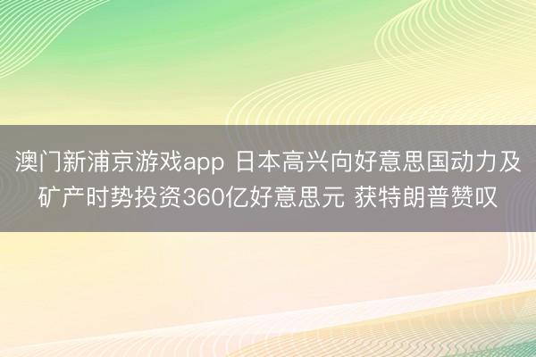 澳门新浦京游戏app 日本高兴向好意思国动力及矿产时势投资360亿好意思元 获特朗普赞叹
