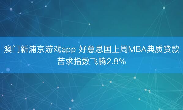 澳门新浦京游戏app 好意思国上周MBA典质贷款苦求指数飞腾2.8%