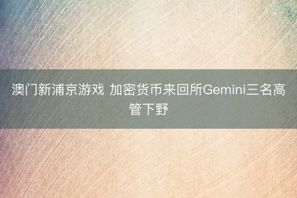澳门新浦京游戏 加密货币来回所Gemini三名高管下野