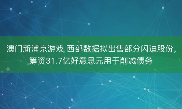澳门新浦京游戏 西部数据拟出售部分闪迪股份，筹资31.7亿好意思元用于削减债务