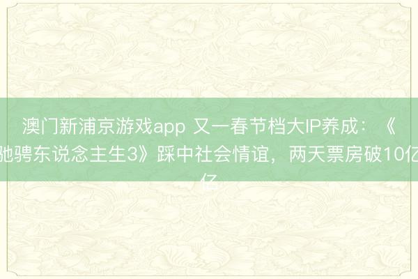澳门新浦京游戏app 又一春节档大IP养成：《驰骋东说念主生3》踩中社会情谊，两天票房破10亿