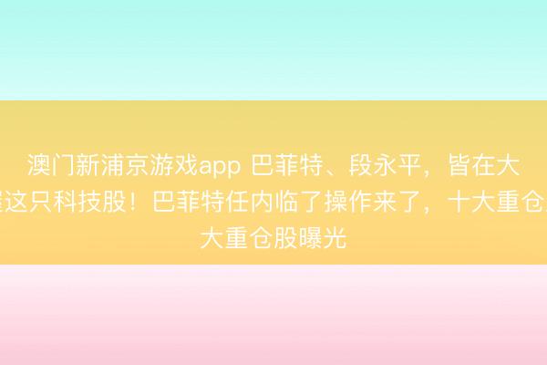 澳门新浦京游戏app 巴菲特、段永平，皆在大幅减握这只科技股！巴菲特任内临了操作来了，十大重仓股曝光