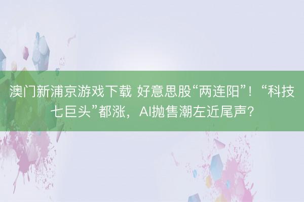 澳门新浦京游戏下载 好意思股“两连阳”！“科技七巨头”都涨，AI抛售潮左近尾声？