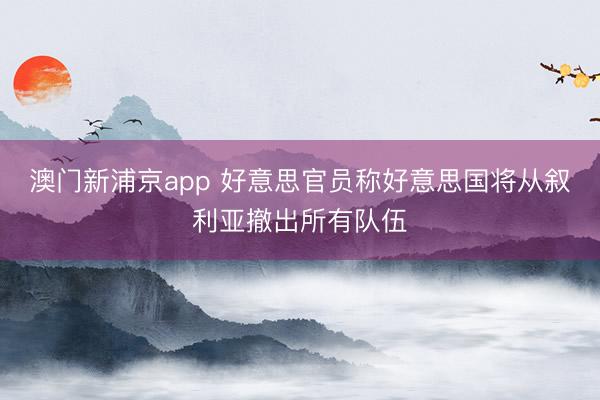 澳门新浦京app 好意思官员称好意思国将从叙利亚撤出所有队伍