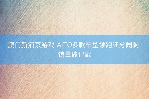 澳门新浦京游戏 AITO多款车型领跑细分阛阓 销量破记载