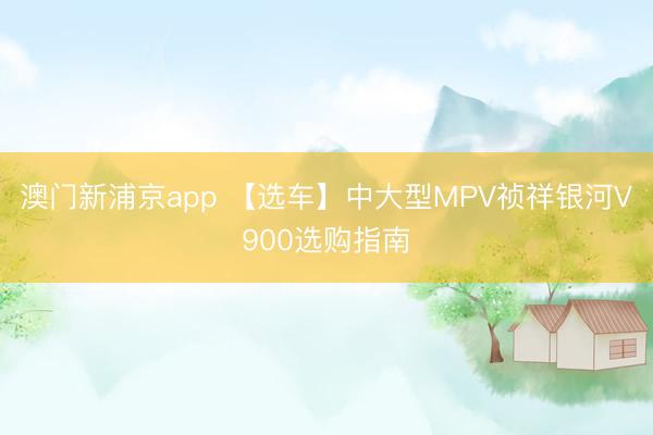 澳门新浦京app 【选车】中大型MPV祯祥银河V900选购指南