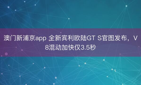 澳门新浦京app 全新宾利欧陆GT S官图发布，V8混动加快仅3.5秒