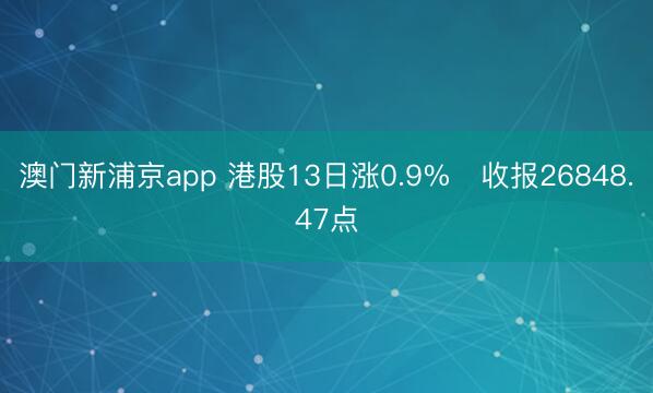 澳门新浦京app 港股13日涨0.9% 收报26848.47点