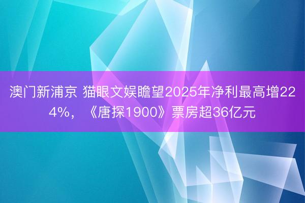 澳门新浦京 猫眼文娱瞻望2025年净利最高增224%，《唐探1900》票房超36亿元