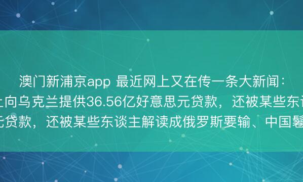 澳门新浦京app 最近网上又在传一条大新闻：称中国在慕尼黑会议上向乌克兰提供36.56亿好意思元贷款，还被某些东谈主解读成俄罗斯要输、中国鬈曲作风？