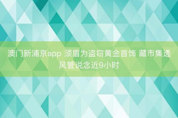 澳门新浦京app 须眉为盗窃黄金首饰 藏市集透风管说念近9小时